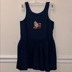 Navy Blue Toddler Dress with Handmade Humpty Dumpty original Embroidered Design